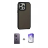 MARSİLYAN™- iPhone 13 Pro Max Kılıf Eksen Işık - Siyah Bilvis 5in1 3D Magic Cam Ekran Koruyucu + Neon Fosforlu Kamera Lens - BZ