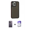 MARSİLYAN™- iPhone 13 Pro Max Kılıf Eksen Işık - Siyah Bilvis 5in1 3D Magic Cam Ekran Koruyucu + Neon Fosforlu Kamera Lens - BZ