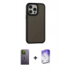 MARSİLYAN™- iPhone 13 Pro Max Kılıf Eksen Işık - Siyah Bilvis 5in1 3D Magic Cam Ekran Koruyucu + Neon Fosforlu Kamera Lens - YL
