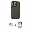 MARSİLYAN™- iPhone 13 Pro Max Kılıf Eksen Işık - Siyah Bilvis 5in1 3D Magic Cam Ekran Koruyucu + Pers Alüminyum Kamera Lens - GI