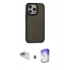 MARSİLYAN™- iPhone 13 Pro Max Kılıf Eksen Işık - Siyah Bilvis 5in1 3D Magic Cam Ekran Koruyucu + Pers Alüminyum Kamera Lens - GD