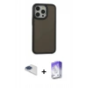MARSİLYAN™- iPhone 13 Pro Max Kılıf Eksen Işık - Siyah Bilvis 5in1 3D Magic Cam Ekran Koruyucu + Pers Alüminyum Kamera Lens - LT