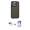 MARSİLYAN™- iPhone 13 Pro Max Kılıf Eksen Işık - Siyah Bilvis 5in1 3D Magic Cam Ekran Koruyucu + Pers Alüminyum Kamera Lens - LT