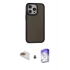 MARSİLYAN™- iPhone 13 Pro Max Kılıf Eksen Işık - Siyah Bilvis 5in1 3D Magic Cam Ekran Koruyucu + Pers Alüminyum Kamera Lens - GD
