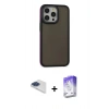 MARSİLYAN™- iPhone 13 Pro Max Kılıf Eksen Işık - Siyah Bilvis 5in1 3D Magic Cam Ekran Koruyucu + Pers Alüminyum Kamera Lens - LT