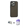 MARSİLYAN™- iPhone 13 Pro Max Kılıf Eksen Işık - Siyah Bilvis 5in1 3D Magic Cam Ekran Koruyucu + Rainbow Kamera Lens Koruma Cam - MI
