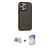 MARSİLYAN™- iPhone 13 Pro Max Kılıf Eksen Işık - Siyah Bilvis 5in1 3D Magic Cam Ekran Koruyucu + Rainbow Kamera Lens Koruma Cam - MR