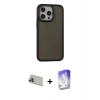 MARSİLYAN™- iPhone 13 Pro Max Kılıf Eksen Işık - Siyah Bilvis 5in1 3D Magic Cam Ekran Koruyucu + Rainbow Kamera Lens Koruma Cam - MR