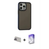MARSİLYAN™- iPhone 13 Pro Max Kılıf Eksen Işık - Siyah Bilvis 5in1 3D Magic Cam Ekran Koruyucu + Rainbow Kamera Lens Koruma Cam - MR