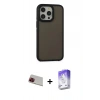 MARSİLYAN™- iPhone 13 Pro Max Kılıf Eksen Işık - Siyah Bilvis 5in1 3D Magic Cam Ekran Koruyucu + Rainbow Kamera Lens Koruma Cam - KI