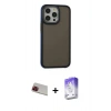 MARSİLYAN™- iPhone 13 Pro Max Kılıf Eksen Işık - Siyah Bilvis 5in1 3D Magic Cam Ekran Koruyucu + Rainbow Kamera Lens Koruma Cam - KI