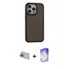 MARSİLYAN™- iPhone 13 Pro Max Kılıf Eksen Işık - Siyah Bilvis 5in1 3D Magic Cam Ekran Koruyucu + Rainbow Kamera Lens Koruma Cam - MR