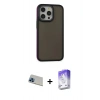 MARSİLYAN™- iPhone 13 Pro Max Kılıf Eksen Işık - Siyah Bilvis 5in1 3D Magic Cam Ekran Koruyucu + Rainbow Kamera Lens Koruma Cam - MI