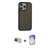 MARSİLYAN™- iPhone 13 Pro Max Kılıf Eksen Işık - Siyah Bilvis 5in1 3D Magic Cam Ekran Koruyucu + Rainbow Kamera Lens Koruma Cam - KI