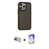 MARSİLYAN™- iPhone 13 Pro Max Kılıf Eksen Işık - Siyah Bilvis 5in1 3D Magic Cam Ekran Koruyucu + Rainbow Kamera Lens Koruma Cam - MI