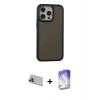 MARSİLYAN™- iPhone 13 Pro Max Kılıf Eksen Işık - Siyah Bilvis 5in1 3D Magic Cam Ekran Koruyucu + Rainbow Kamera Lens Koruma Cam - MR