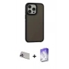 MARSİLYAN™- iPhone 13 Pro Max Kılıf Eksen Işık - Siyah Bilvis 5in1 3D Magic Cam Ekran Koruyucu + Rainbow Kamera Lens Koruma Cam - MR