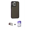 MARSİLYAN™- iPhone 13 Pro Max Kılıf Eksen Işık - Siyah Bilvis 5in1 3D Magic Cam Ekran Koruyucu + Rainbow Kamera Lens Koruma Cam - KI