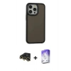 MARSİLYAN™- iPhone 13 Pro Max Kılıf Eksen Işık - Siyah Bilvis 5in1 3D Magic Cam Ekran Koruyucu + Raze Metal Kamera Lens - GD