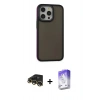 MARSİLYAN™- iPhone 13 Pro Max Kılıf Eksen Işık - Siyah Bilvis 5in1 3D Magic Cam Ekran Koruyucu + Raze Metal Kamera Lens - GD