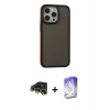 MARSİLYAN™- iPhone 13 Pro Max Kılıf Eksen Işık - Siyah Bilvis 5in1 3D Magic Cam Ekran Koruyucu + Raze Metal Kamera Lens - GD