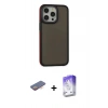 MARSİLYAN™- iPhone 13 Pro Max Kılıf Eksen Işık - Siyah Bilvis 5in1 3D Magic Cam Ekran Koruyucu + Renkli Kamera Lens Koruma Cam - TU