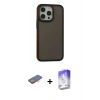 MARSİLYAN™- iPhone 13 Pro Max Kılıf Eksen Işık - Siyah Bilvis 5in1 3D Magic Cam Ekran Koruyucu + Renkli Kamera Lens Koruma Cam - TU