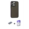 MARSİLYAN™- iPhone 13 Pro Max Kılıf Eksen Işık - Siyah Bilvis 5in1 3D Magic Cam Ekran Koruyucu + Renkli Kamera Lens Koruma Cam - SI