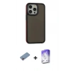 MARSİLYAN™- iPhone 13 Pro Max Kılıf Eksen Işık - Siyah Bilvis 5in1 3D Magic Cam Ekran Koruyucu + Shine Kamera Lens Koruma Cam - PE