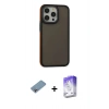 MARSİLYAN™- iPhone 13 Pro Max Kılıf Eksen Işık - Siyah Bilvis 5in1 3D Magic Cam Ekran Koruyucu + Shine Kamera Lens Koruma Cam - GI