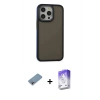 MARSİLYAN™- iPhone 13 Pro Max Kılıf Eksen Işık - Siyah Bilvis 5in1 3D Magic Cam Ekran Koruyucu + Shine Kamera Lens Koruma Cam - GI