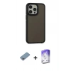 MARSİLYAN™- iPhone 13 Pro Max Kılıf Eksen Işık - Siyah Bilvis 5in1 3D Magic Cam Ekran Koruyucu + Shine Kamera Lens Koruma Cam - GI