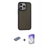 MARSİLYAN™- iPhone 13 Pro Max Kılıf Eksen Işık - Siyah Bilvis 5in1 3D Magic Cam Ekran Koruyucu + Renkli Kamera Lens Koruma Cam - YL