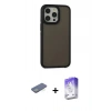 MARSİLYAN™- iPhone 13 Pro Max Kılıf Eksen Işık - Siyah Bilvis 5in1 3D Magic Cam Ekran Koruyucu + Renkli Kamera Lens Koruma Cam - YL