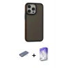 MARSİLYAN™- iPhone 13 Pro Max Kılıf Eksen Işık - Siyah Bilvis 5in1 3D Magic Cam Ekran Koruyucu + Renkli Kamera Lens Koruma Cam - YL