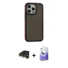 MARSİLYAN™- iPhone 13 Pro Max Kılıf Eksen Işık - Siyah Bilvis 5in1 5D Magic Hayalet Cam Ekran Koruyucu + Raze Metal Kamera Lens - GD