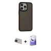 MARSİLYAN™- iPhone 13 Pro Max Kılıf Eksen Işık - Siyah Bilvis 5in1 5D Magic Hayalet Cam Ekran Koruyucu + Rainbow Kamera Lens Koruma Cam - KI