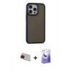 MARSİLYAN™- iPhone 13 Pro Max Kılıf Eksen Işık - Siyah Bilvis 5in1 5D Magic Hayalet Cam Ekran Koruyucu + Rainbow Kamera Lens Koruma Cam - KI