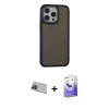 MARSİLYAN™- iPhone 13 Pro Max Kılıf Eksen Işık - Siyah Bilvis 5in1 5D Magic Hayalet Cam Ekran Koruyucu + Rainbow Kamera Lens Koruma Cam - MI