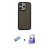 MARSİLYAN™- iPhone 13 Pro Max Kılıf Eksen Işık - Siyah Bilvis 5in1 5D Magic Hayalet Cam Ekran Koruyucu + Mavi Shine Kamera Lens Koruma Cam