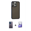 MARSİLYAN™- iPhone 13 Pro Max Kılıf Eksen Işık - Siyah Bilvis 5in1 5D Magic Hayalet Cam Ekran Koruyucu + Neon Fosforlu Kamera Lens - MI