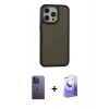 MARSİLYAN™- iPhone 13 Pro Max Kılıf Eksen Işık - Siyah Bilvis 5in1 5D Magic Hayalet Cam Ekran Koruyucu + Neon Fosforlu Kamera Lens - MI