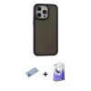MARSİLYAN™- iPhone 13 Pro Max Kılıf Eksen Işık - Siyah Bilvis 5in1 5D Magic Hayalet Cam Ekran Koruyucu + Mavi Shine Kamera Lens Koruma Cam