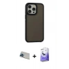 MARSİLYAN™- iPhone 13 Pro Max Kılıf Eksen Işık - Siyah Bilvis 5in1 5D Magic Hayalet Cam Ekran Koruyucu + Rainbow Kamera Lens Koruma Cam - MI