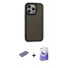 MARSİLYAN™- iPhone 13 Pro Max Kılıf Eksen Işık - Siyah Bilvis 5in1 5D Magic Hayalet Cam Ekran Koruyucu + Renkli Kamera Lens Koruma Cam - MI