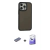 MARSİLYAN™- iPhone 13 Pro Max Kılıf Eksen Işık - Siyah Bilvis 5in1 5D Magic Hayalet Cam Ekran Koruyucu + Renkli Kamera Lens Koruma Cam - MI