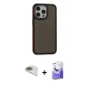 MARSİLYAN™- iPhone 13 Pro Max Kılıf Eksen Işık - Siyah Bilvis 5in1 5D Magic Hayalet Cam Ekran Koruyucu + Pers Alüminyum Kamera Lens - GD