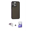 MARSİLYAN™- iPhone 13 Pro Max Kılıf Eksen Işık - Siyah Bilvis 5in1 5D Magic Hayalet Cam Ekran Koruyucu + Pers Alüminyum Kamera Lens - GI