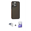 MARSİLYAN™- iPhone 13 Pro Max Kılıf Eksen Işık - Siyah Bilvis 5in1 5D Magic Hayalet Cam Ekran Koruyucu + Pers Alüminyum Kamera Lens - LT
