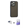 MARSİLYAN™- iPhone 13 Pro Max Kılıf Eksen Işık - Siyah Bilvis 5in1 5D Magic Hayalet Cam Ekran Koruyucu + Pers Alüminyum Kamera Lens - LT